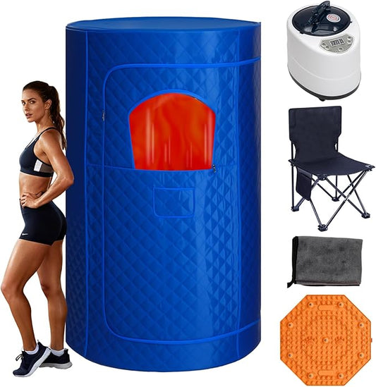 Portable Steam Sauna Tent for Home, Personal Full Body Sauna | Pop Up Indoor Sauna Box with Portable Chair & Remote Control | Home Spa, Relaxation, Detox | at-Home Portable Sauna