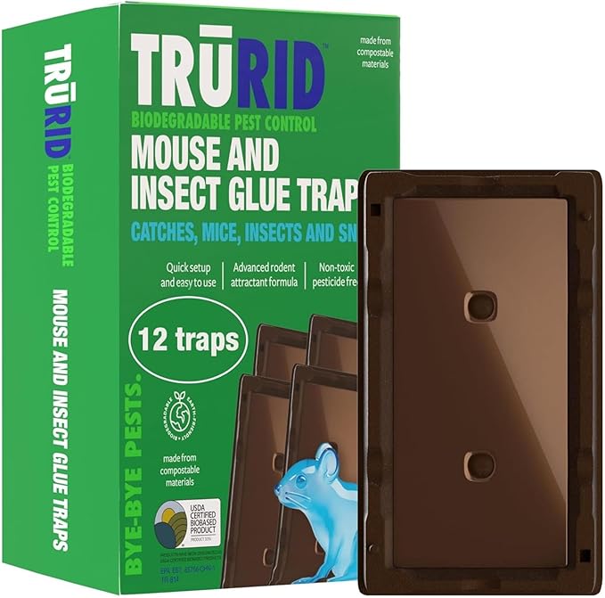 Mouse Traps and Rat Trap - 12 Pack Glue Mouse Traps Indoor for Home, Pre-Baited Strong Adhesive Boards, Safe Pest Control, Effective Trampas para Ratones