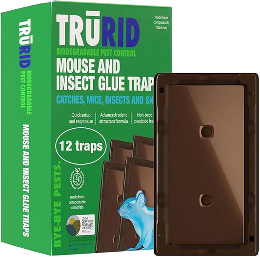 Mouse Traps and Rat Trap - 12 Pack Glue Mouse Traps Indoor for Home, Pre-Baited Strong Adhesive Boards, Safe Pest Control, Effective Trampas para Ratones