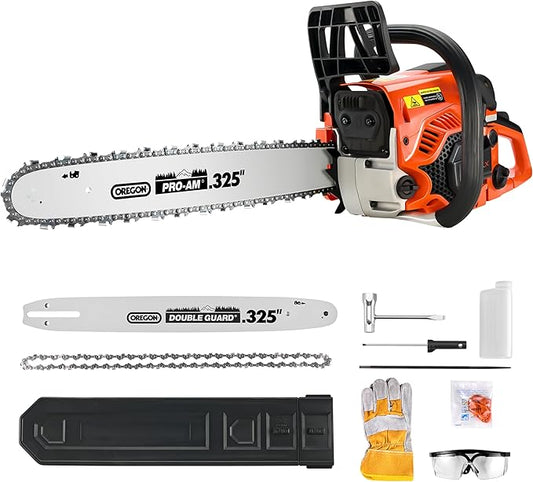 Gas Chainsaw Powered 45CC 18 16 Inch Chainsaw For Tree Trimming Wood Cutting 2.3 HP Handheld Chain Saw Gas With Automatic Oiler Birthday Gift For Husband Man Dad
