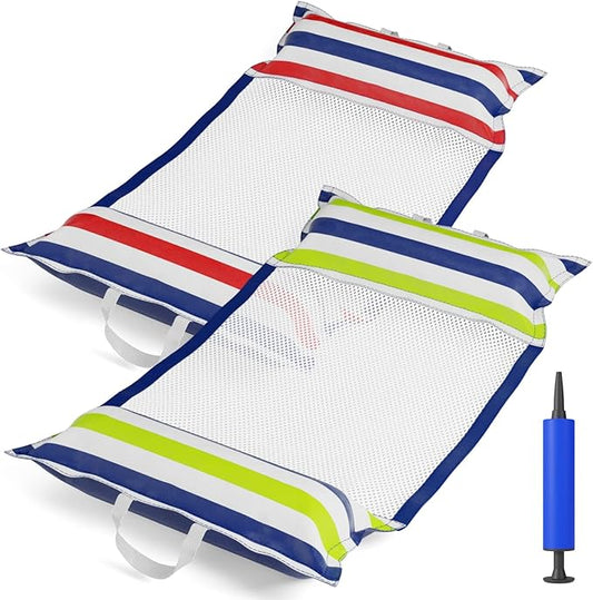 Jasonwell Inflatable Pool Hammock Float - 2 Pack Water Hammock Pool Floaties Multi-Purpose (Saddle Lounge Chair Drifter) 4 in 1 Lake Beach Floating Loungers Swimming Pool Floats Toys for Adults