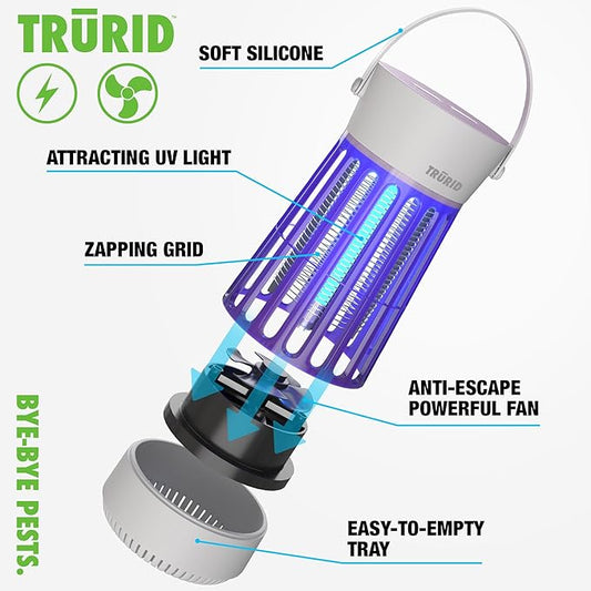 Fly Trap Indoor Bug Zapper, UV LED Mosquito Repellent Outdoor Patio, Portable Electric Zapper with Fan and Easy-Empty Tray, Ideal for Indoor Use