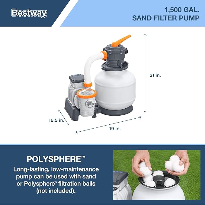 Bestway Power Steel 24' x 12' x 52" Rectangular Metal Frame Above Ground Swimming Pool Set with 1500 GPH Sand Filter Pump, Ladder, and Pool Cover