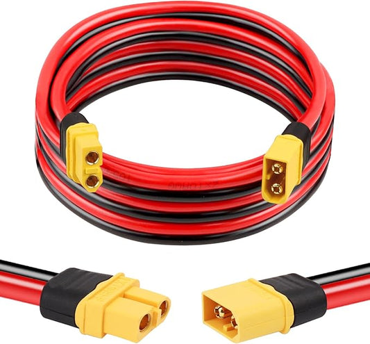 XT60 Extension Cable 10AWG 5FT XT60 to XT60 Cable with Male to Female Connector for Portable Power Station Solar Panel RC Battery