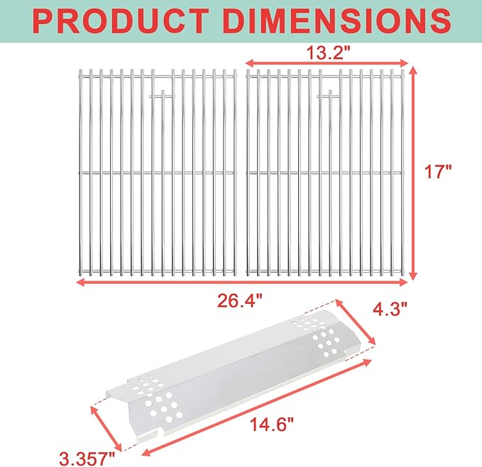 WEBROIL Replacement Grill Parts for Home Depot Nexgrill 5 Burner 720-0888A 720-0888 720-0888N 720-0888S,Cooking Grates & Heat Plates for Nexgrill 4 Burner 720-0830 720-0830HM 720-0830H,Stainless Steel