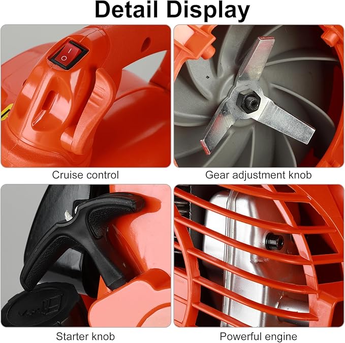 Lefitap Gas Leaf Blower - Blowing & Suction, 2 in 1 Light Handheld Leaf Blower 26CC 424 CFM 2-Cycle - with Straight and Curved Blow Pipe, Powerful Gas Powered Snow Blowers for Lawn Care