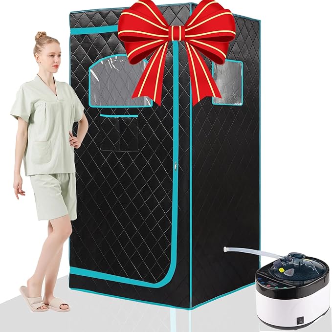 Portable Steam Sauna Box – Home Sauna Tent with 4L & 1500W Steamer, Remote Control Time & Temperature Settings, Foldable Chair Included for Relaxation