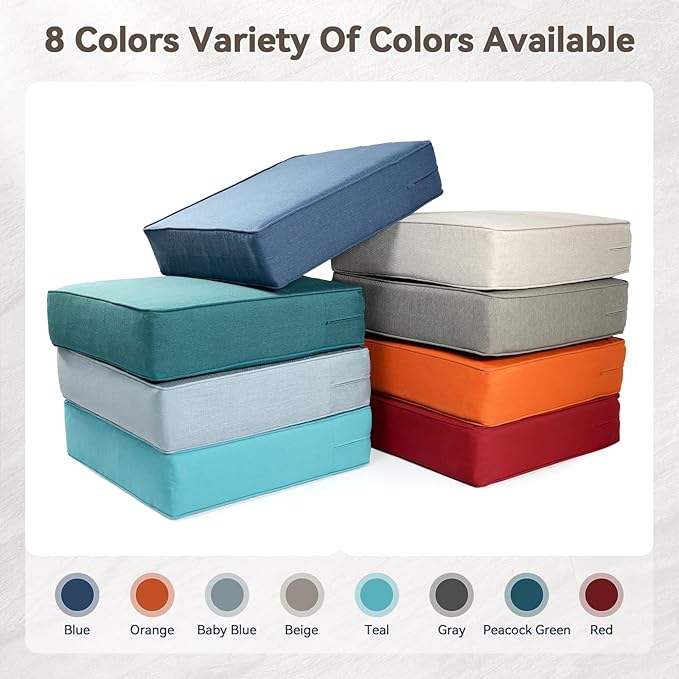6" Thick Outdoor Cushions 24x24x6, 5-Set Deep Seat Patio Cushions with Removable Cover, Waterproof & Fade Resistant Replacement for Wicker Chair, Loveseat, Sofa - Grey