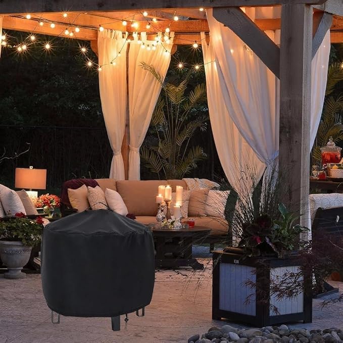 Fire Pit Cover,Waterproof Outdoor Covers with Handles and Drawstring-34"D x 32"H