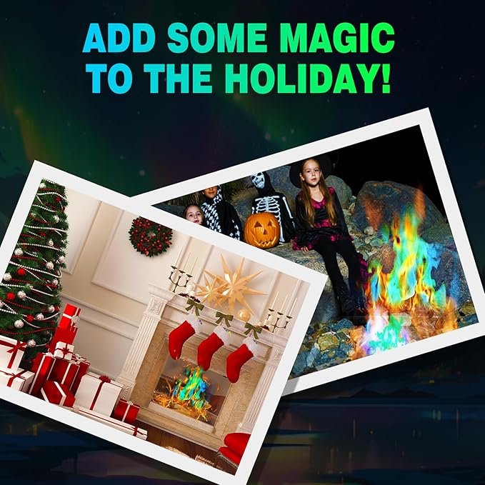 50 Pack Fire Color Changing Packets - Last Longer Magical Color Flames for Campfires, Bonfire, Fire Pit & Outdoor Fireplaces - Camping Essentials Accessories Christmas Decorations Gift for Kids