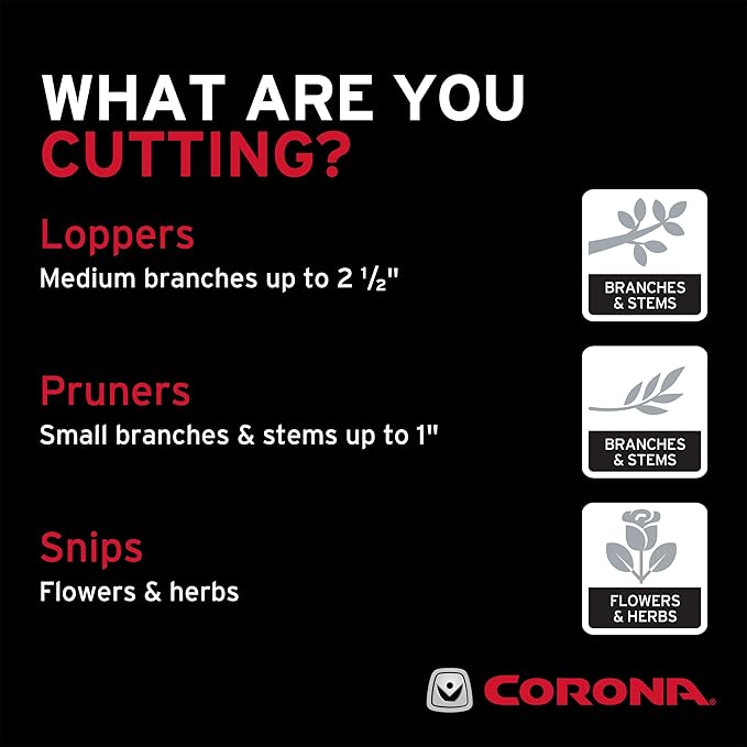 Corona BP 6250 Forged Steel Aluminum Handles Bypass Hand Pruner - 1 inch Cut Capacity Stem and Branch Garden Shears, Red