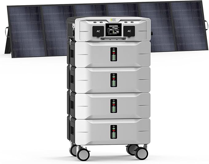 IEE 10.24kWh Portable Power Station SP5000 with 500W Solar Panel, 120/240V Solar Generator 5000W(Peak 9000W) AC Output, LFP Battery Generator for Home Use, Camping, Power Outages, RVs