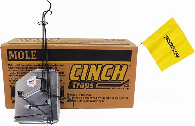 Cinch Mole Trap Kit, Professional-Grade, Heavy-Duty Reusable Trap System for Mole and Small Rodent Control | Easy Set, Humane, No Chemicals, Ideal for Lawns, Gardens, and Farms | Made in USA (Medium)