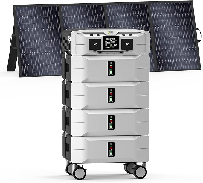 IEE 10.24kWh Portable Power Station SP5000 with 400W Solar Panel, 120/240V Solar Generator 5000W(Peak 9000W) AC Output, LFP Battery Generator for Home Use, Camping, Power Outages, RVs