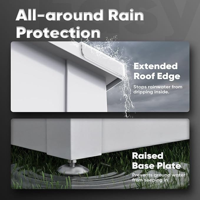 Quictent Metal Deck Box 150 Gallon Outdoor with Hydraulic Lid, Easy Assemble Waterproof Weather-Resistant Storage Bin, 660LBS Capacity for Patio/Garden/Poolside, White