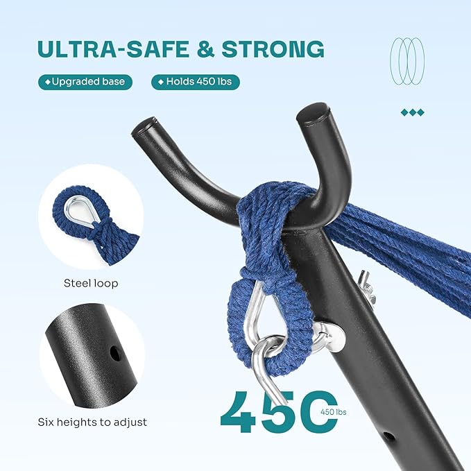 NEWBULIG Double Hammock with Stand, Heavy Duty Portable Hammocks for Outdoor Indoor Patio Camping, Space Saving Design & Carry Bag, Easy Assembly, 450lb Weight Capacity