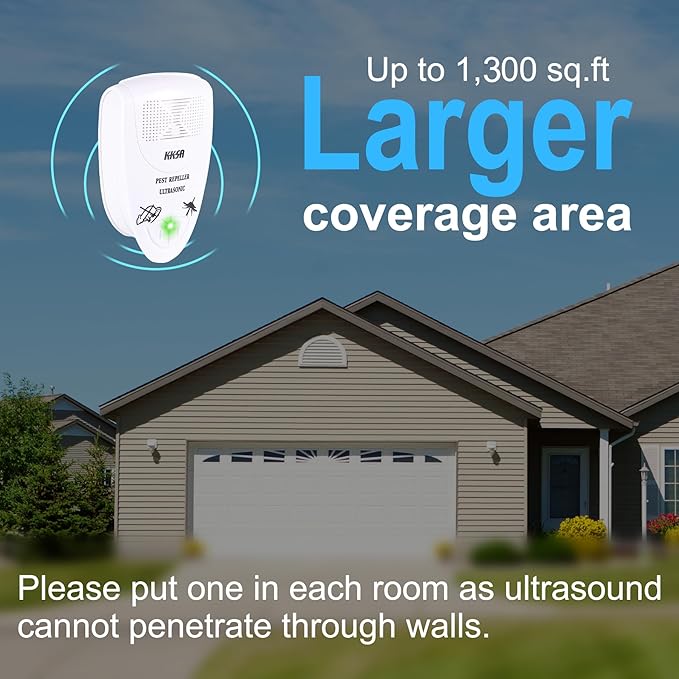 2 PCS 2025 Upgraded Ultrasonic Pest Repeller Indoor Plug in, 1300 Sq.Ft Coverage, Pest Control for Roach,Rodent,Mouse,Bugs,Mosquito,Mice,Spider, for Home Office Warehouse Use (White)