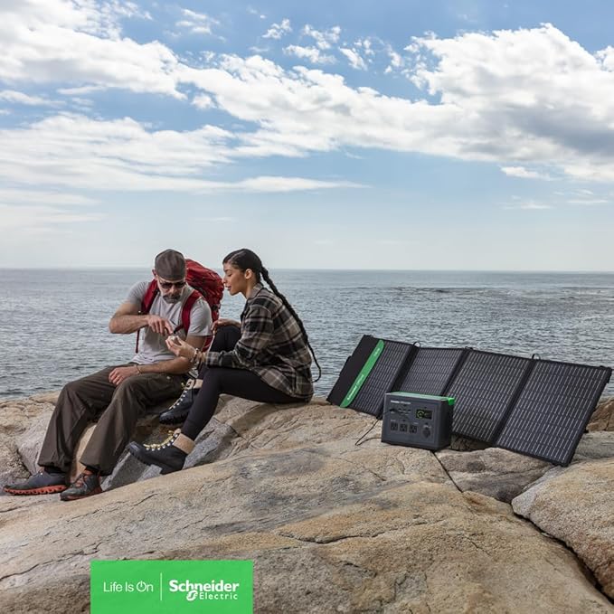 Schneider OffGrid 517Wh Portable Power Station, PPS500 Portable Solar Generator with Wireless Charging Pad, for Camping or Home