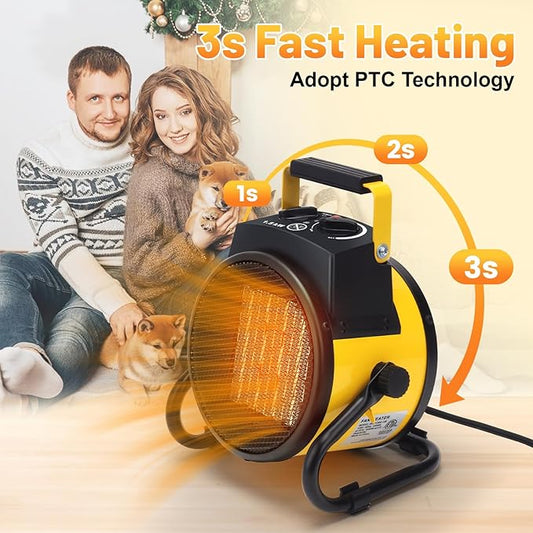 Outdoor Heaters for Patio, 1500W Electric Garage Heater with Overheat Protection, 3S Fast Heating, 3 Modes, Portable Space Heater for Patio, Garage, Greenhouse, Indoor, Yellow