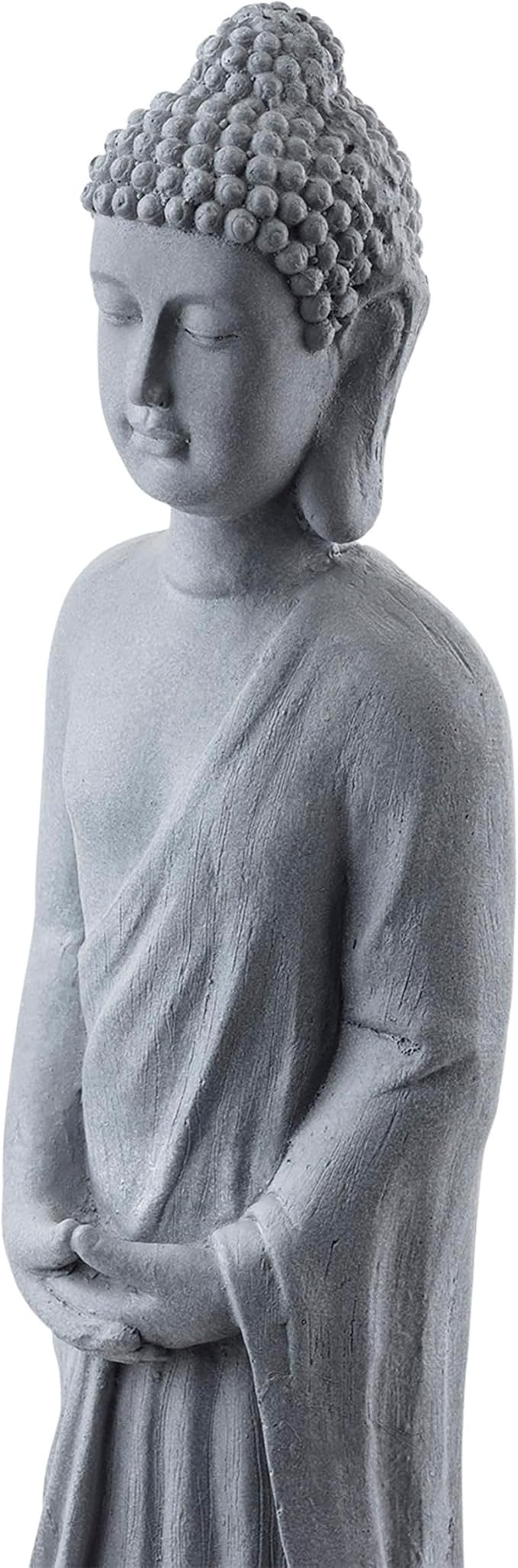 Alpine Corporation 32" Tall Cement Standing Buddha Outdoor Garden Statue, Gray