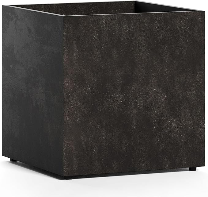 Reglito Cube Planter - 27.6 in x 27.6 in x 28.1 in - Brown Stone