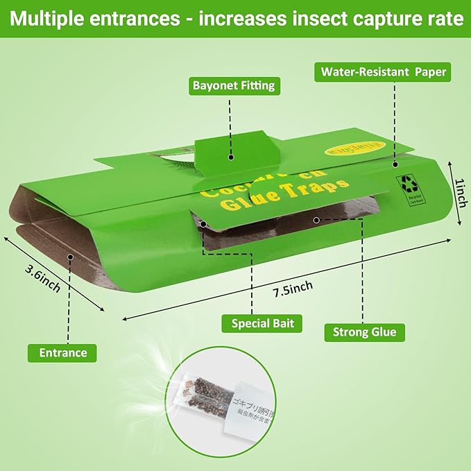 24 Pack Roach Traps Indoors Roach Killer Indoor Infestation, Cockroach Killer Indoor Home Cockroach Trap Sticky Traps for Insects