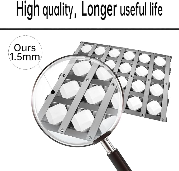 Kalomo 17.8125" Grill Heat Plates Grill Briquette Tray for Alfresco Grill ALX2-30C, ALX2-42C, ALX2-42RFG, ALX2-56, ALX2-56BFG, Stainless Steel BBQ Heat Shield Flame Tamer with 48 Ceramic Briquettes
