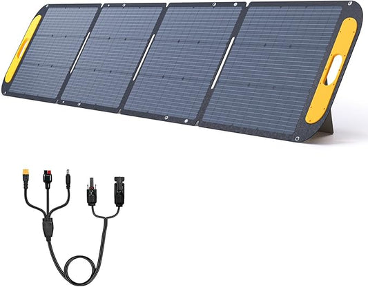 VTOMAN VS200 Portable Solar Panel for Power Station, 200W 19V Foldable Solar Panel w/Supporting Stand, High 23% Efficiency IP67 Waterproof Solar Panel Kit for Backyard Trip Off Grid System