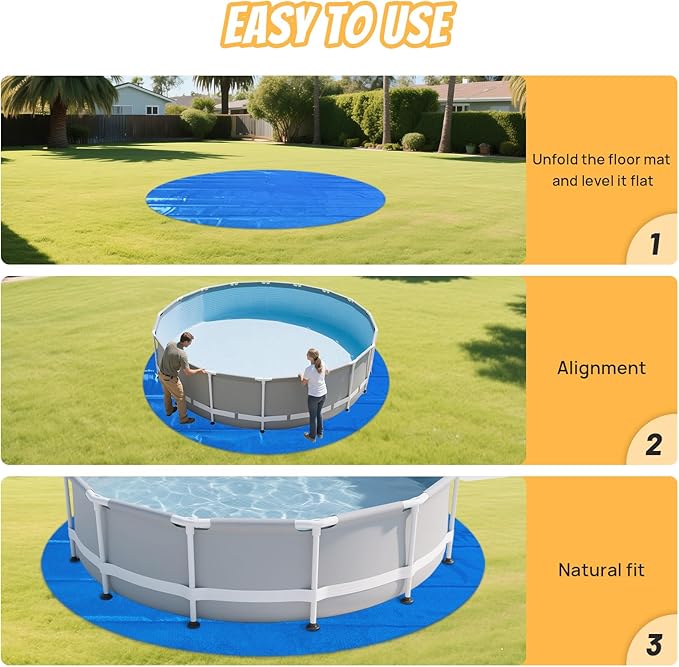 Pool Liner Pad for Above Ground Pools, 12 FT Round Pool Pad, Puncture Protection Mat, Extend Swimming Pool Liner Life, Durable PE Material
