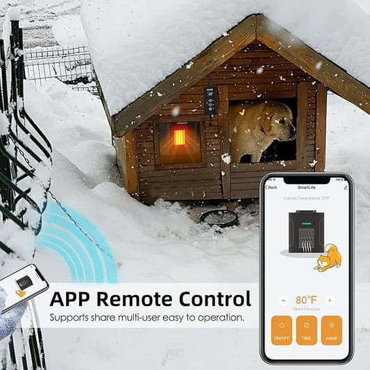 Dog House Heater With Thermostat, Dog Heater With Wifi Control, Pet House Heater For Outside Doghouse, 300w Chicken Coop Heater With Ac For Winter Time, Heater For Dog House Outdoor,45-113°F