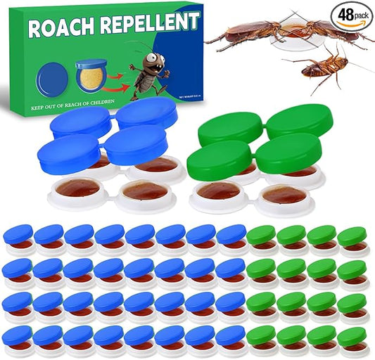 48PCS Roach Repellent, Cockroach Repellent for Roach Nest Indoor Infestations, Effective Solution for Small to Large Cockroaches, Ready to Use