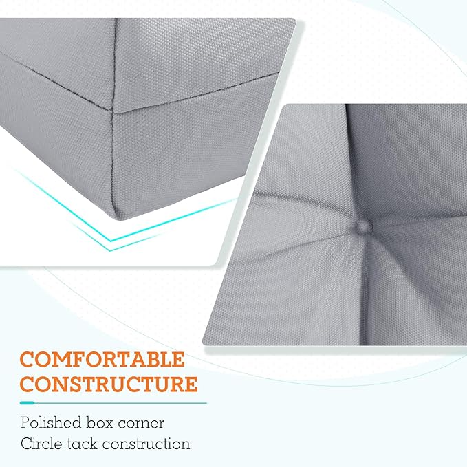 EAGLE PEAK Tufted Outdoor/Indoor High Back Patio Chair Cushion, Set of 1, 46'' x 22'', Light Gray