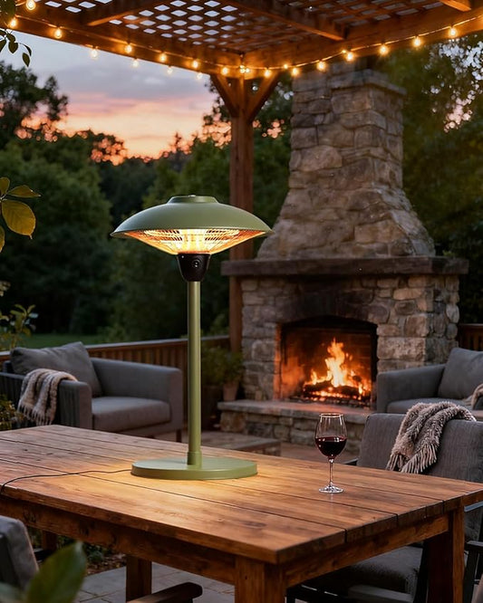 Electric Patio Heater, 1500W Tabletop Infrared Heaters for Indoor Oudoor Use, IP55 Waterproof, Tip-over & Overheating Protection, Quiet Operation, Perfect for Garden, Balcony, Garage, Backyard