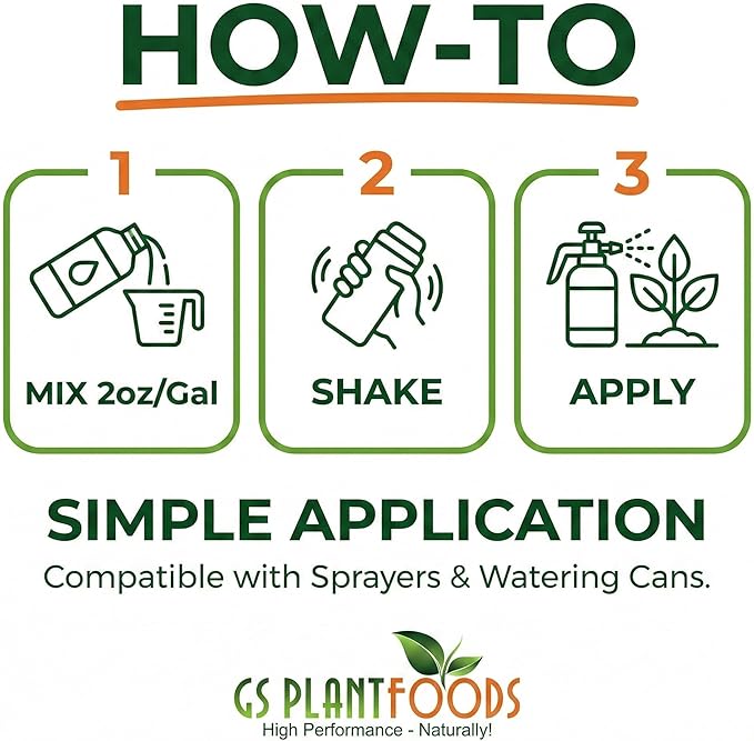 GS Plant Foods Liquid Kelp Fertilizer – Suitable for Organic Growing, OMRI Listed Seaweed Concentrate for Lawns, Gardens & Soil - 1 Quart