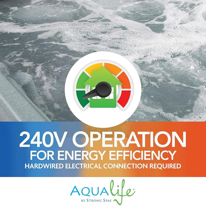 AquaLife Ariana™ 7-Person 30-Jet Non-Lounger Hot Tub with LED Lighting, Insulated Cover, Built-in Ice Bucket, Stainless Steel Heater and Ozonator