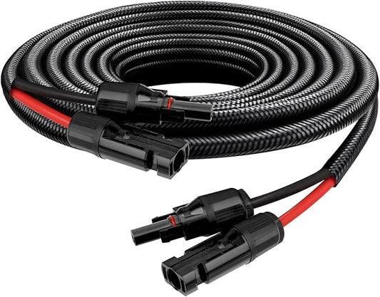 XRDS -RF Solar Panel Cable 3FT, 10AWG Solar Extension Cable with Male & Female Solar Connectors, Flame-Retardant Protective Sleeving Solar Cable, Weatherproof PV Wire for Solar Panel Connection