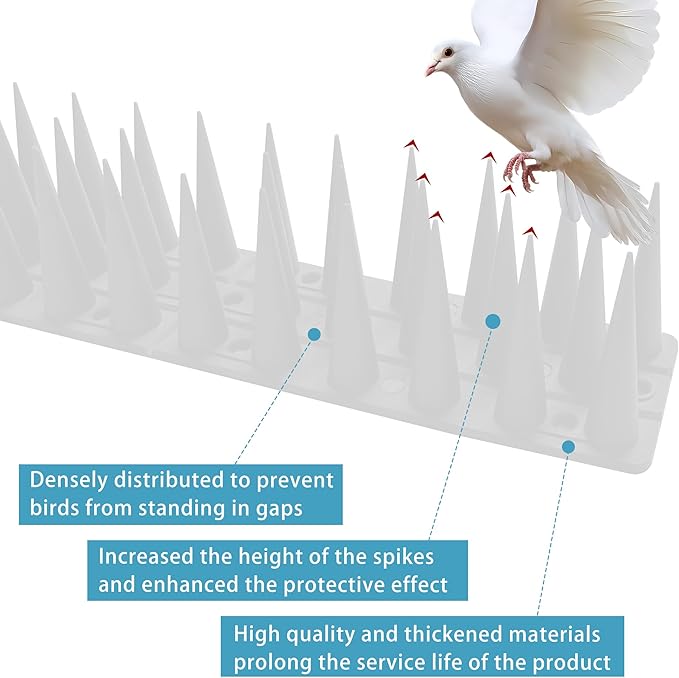 Bird Spikes,Clear,12 Pack Bird Deterrents for Outside,Keep Raccoon Squirrel Pigeon Away,Fence Spike for Garden Patio