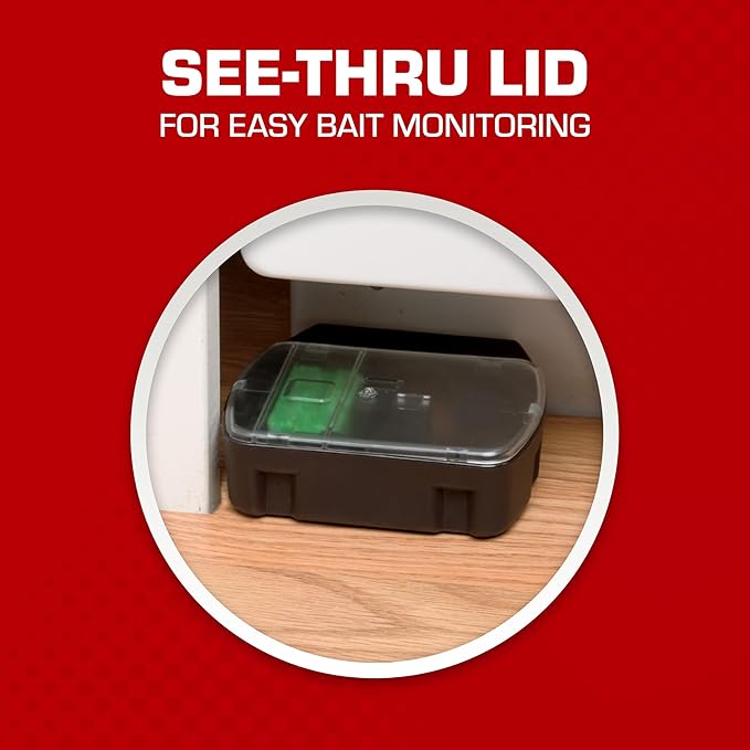 Tomcat Mouse Killer(e) Child Resistant, Refillable Station Offering with Clear Lid for Easy Bait Monitoring, 4 Packages each which contain 1 Station and 32 Bait Blocks