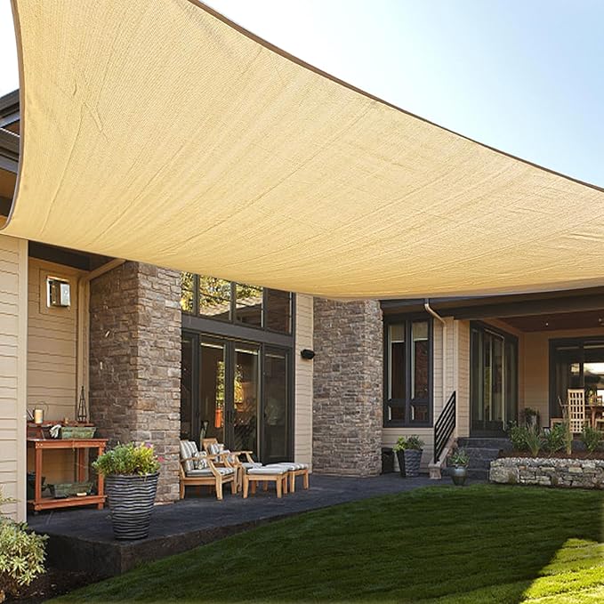 LOVE STORY Custom Size 6'x9' Sand Sun Shade Sail Rectangle UV Block Canopy Patio Sail Sunshades Fabric for Outdoor Garden Carport (We Make Custom Size)