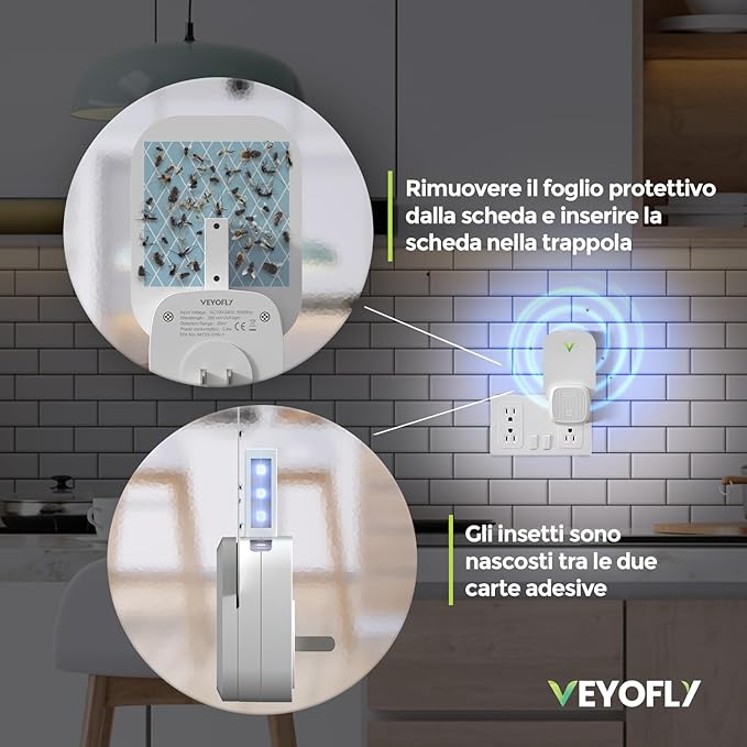 VEYOFLY Fly Trap Indoor, Fruit Fly Traps for Indoors Flying Insect (2 Device + 6 Refills) Gnat Traps for House Indoor, Bug Zapper Indoor, Gnat Killer Catcher & Fruit Fly Killer Light Plug in