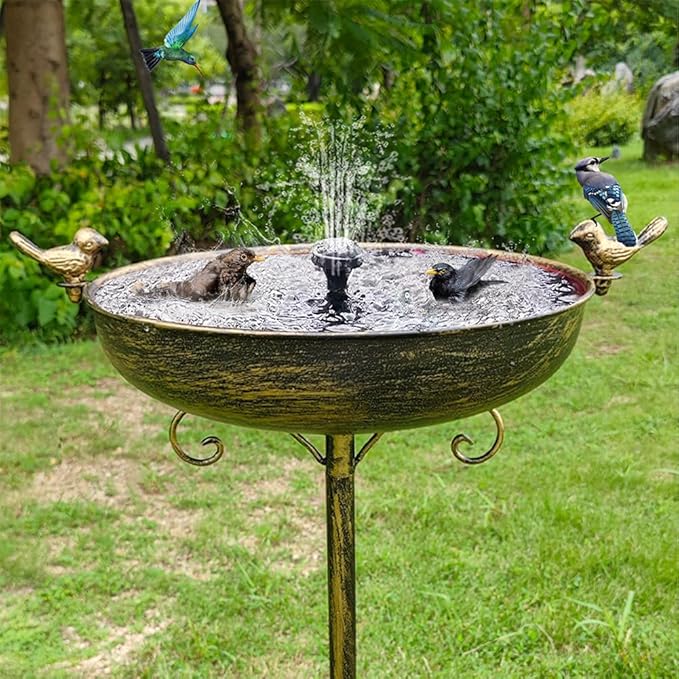 HJHHARTSPACE Bird Baths for Outdoor, 40 Inch High Vintage Metal Bird Bath with Cast Iron Bird Statues FreestandingBird Baths Birdfeeder Bowl for Outdoors Tray Patio Yard Lawn Decor