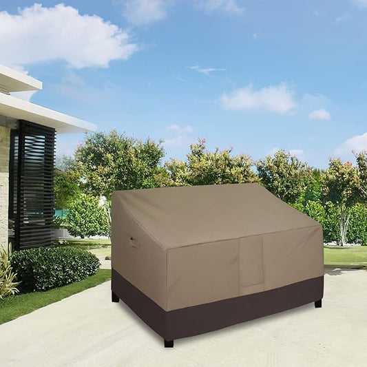 Easy-Going Waterproof Outdoor Loveseat Outdoor Furniture Cover, Heavy Duty 2-Seater Patio Couch Windproof Cover with Air Vent (76Wx40Dx33H inch, Camel/Dark Brown)