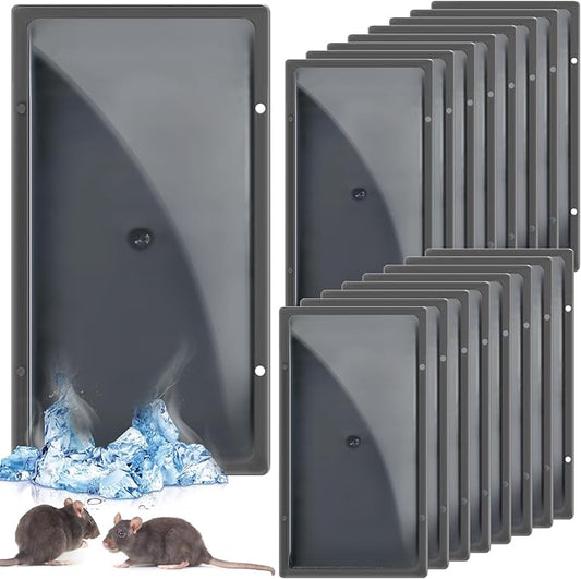 Qualirey 16 Pcs Cold Weather Glue Traps Freeze Resistant Sticky Mouse Traps Heavy Duty Safe Pest Control Adhesive Tray Pre Baited Easy to Use Glue Boards for Winter Mice Rat Spider Indoor Home Garage