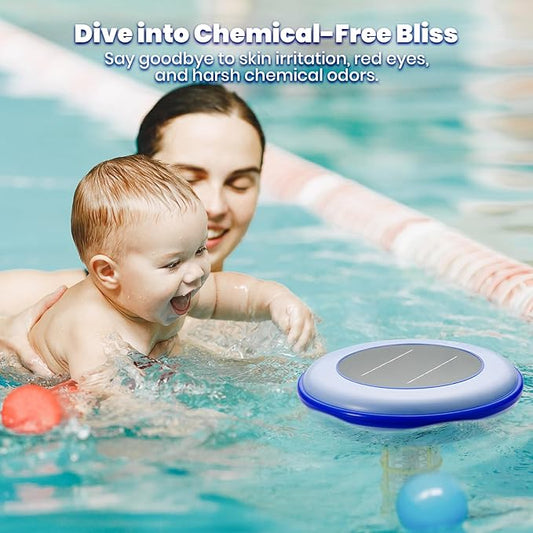 Airthereal S6 Round Solar Pool Ionizer - Keeps Pool Water Crystal Clear, 85% Less Chlorine Usage, Water Purifier Ionizer Purify up to 35,000 Gal of Water [1-Pack]
