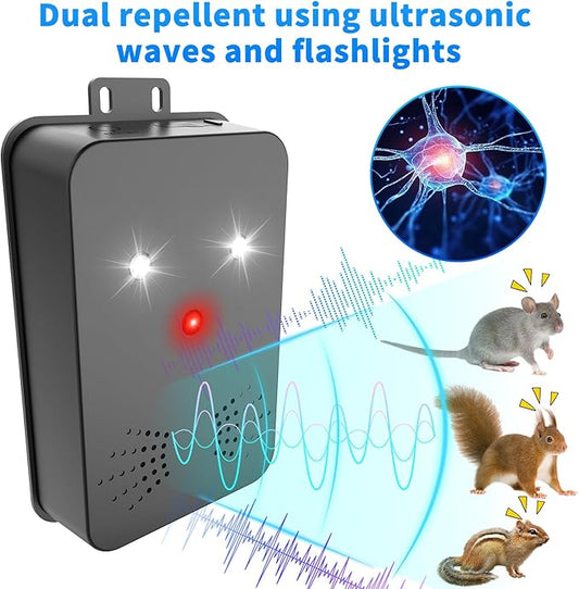 4 Pack Car Rodent Repellent Under Hood,Ultrasonic Rodent Repellent for Car Engines,Battery Operated Mouse Repellent Smart Detection Strobe Light to Keep Rodents Out of Car RV Garage Vehicle Protection