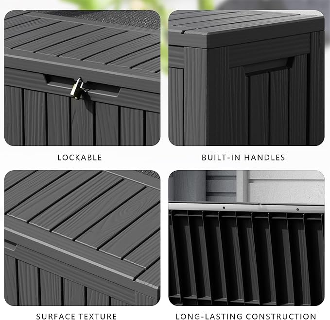 80 Gallon Resin Deck Box, Outdoor Waterproof Storage Containers, Lockable Patio Storage Box For Furniture, Gardening Storage With Lids (Brown)