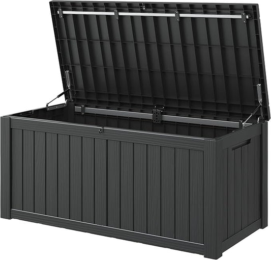 120 Gallon Outdoor Storage Box, Resin Deck Boxes Outdoor Waterproof For Patio Furniture, Garden Tools, Pool Supplies, Lockable And UV Resistant