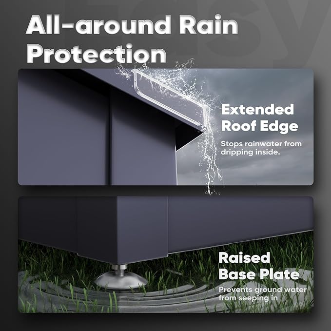 Quictent Metal Deck Box 150 Gallon Outdoor with Hydraulic Lid, Easy Assemble Waterproof Weather-Resistant Storage Bin, 660LBS Capacity for Patio/Garden/Poolside, Grey