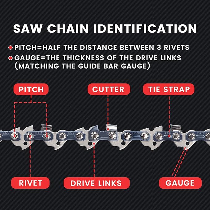 E & S 3 Pack 18 Inch Chainsaw Chain 3/8" LP Pitch .050" Gauge 62 Drive Links Semi-Chisel Chain Saw Chains for Husqvarna, Poulan, Craftsman, Greenworks and More Chainsaw Brands