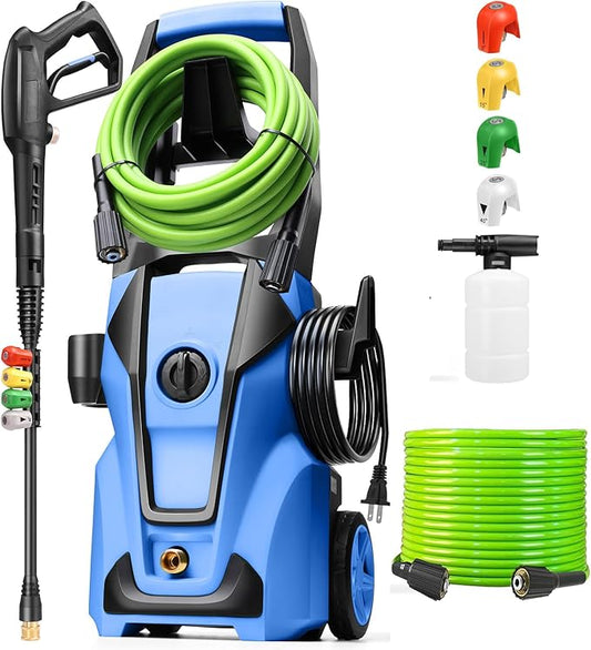 Imdot Electric Pressure Washer 5000 PSI 3.8GPM Power Washer with 33FT Hose and 4 Nozzles for Cars/Fences/Driveways/Home/Patios Cleaning, Blue